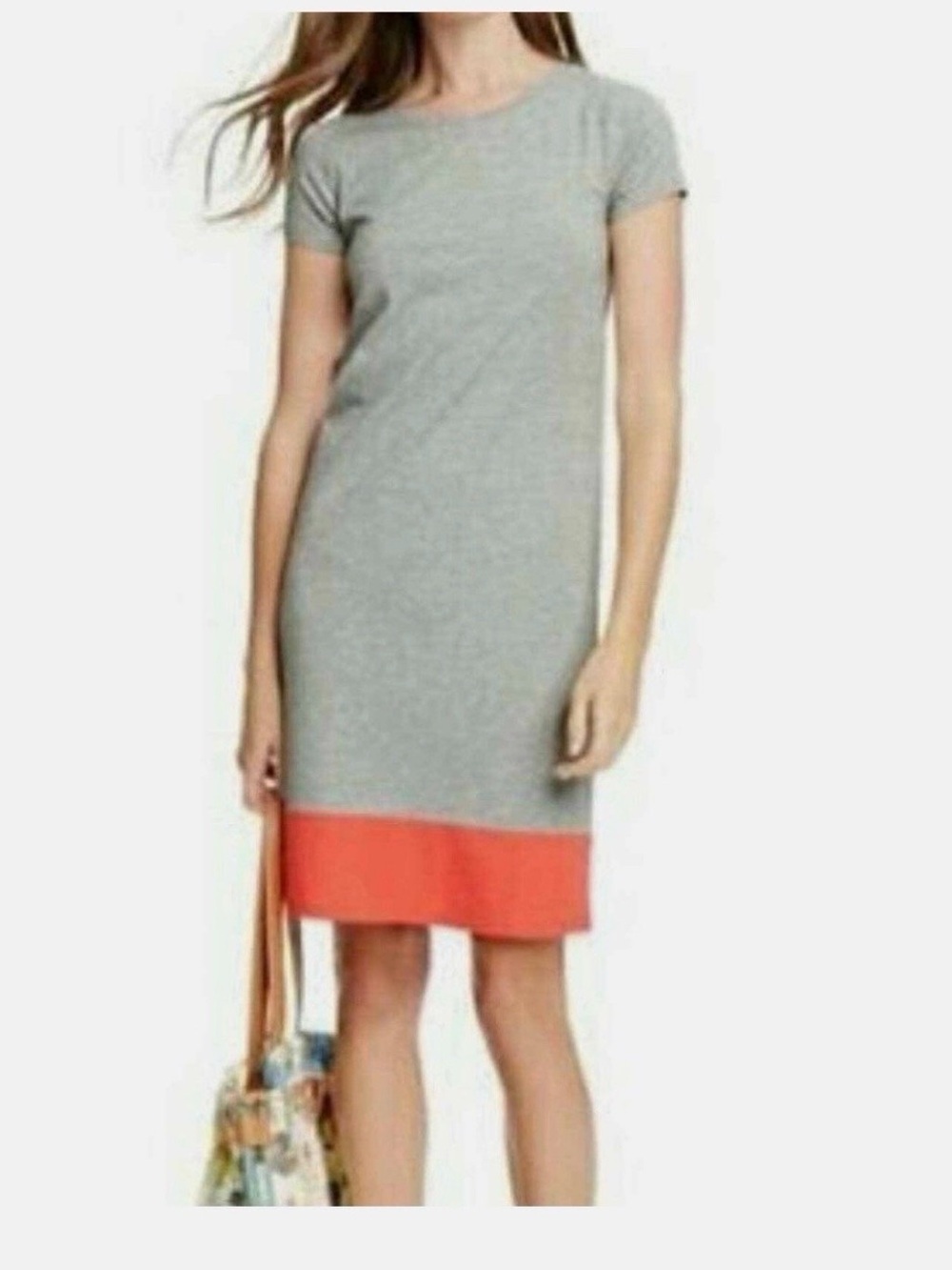 Boden T-Shirt Day Casual Dress Pullover Gray & Coral Size 10L